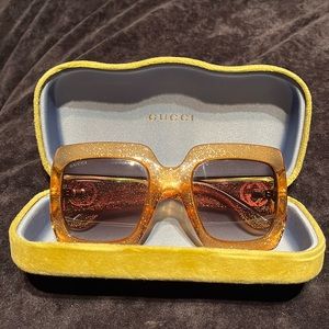 Orange glitter Gucci GG0053s sunglasses